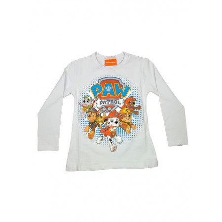 T-shirt maglia maglietta cotone bielastico bimbo bambino Paw Patrol bianco