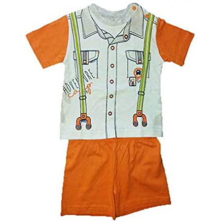 Pigiama maglia maglietta pantaloncino bimbo bambino ellepi arancio