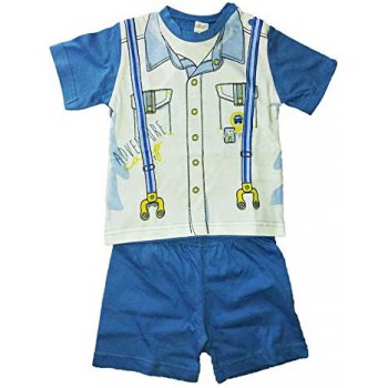 Pigiama maglia maglietta pantaloncino bimbo bambino ellepi azzurro