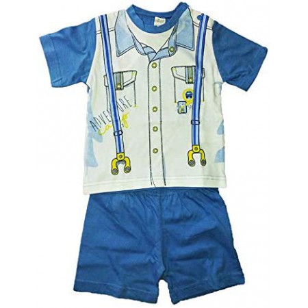 Pigiama maglia maglietta pantaloncino bimbo bambino ellepi azzurro